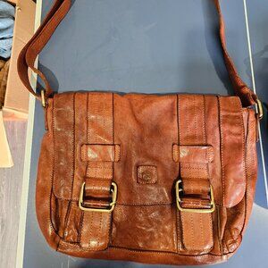 Unisex Genuine Leather Brown Side Bag